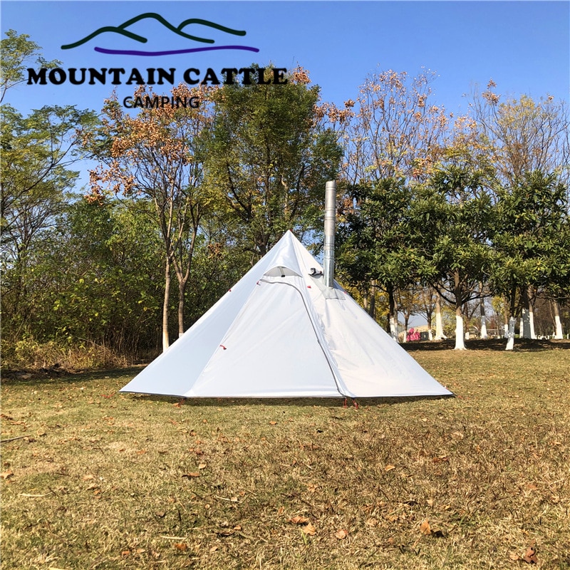 Cheap Goat Tents 5~6 Hot Tent with Fire Retardant Stove Jack for Flue Pipes, 2 Person Lightweight, Teepee Tents for Family Team Outdoor   